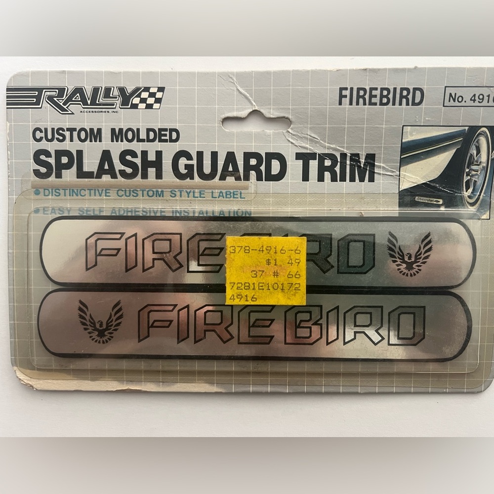 FIREBIRD NOS 1987's Exterior Accessory Rear Custom Molded Splash Guard Trim Pair